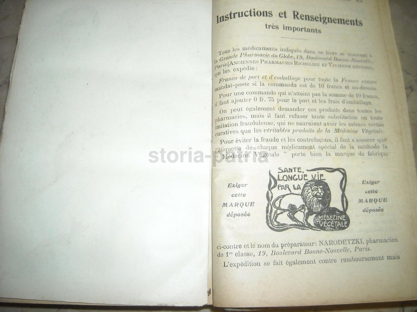 Livre De Santé Et d'Hygiène: Medicina Vegetale, Narodetzki 1917