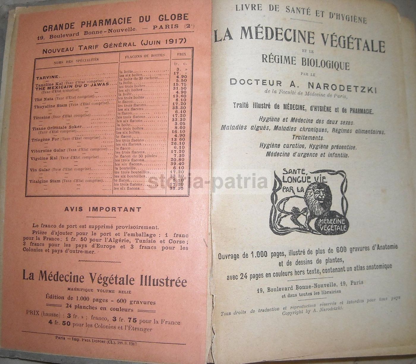 Livre De Santé Et d'Hygiène: Medicina Vegetale, Narodetzki 1917