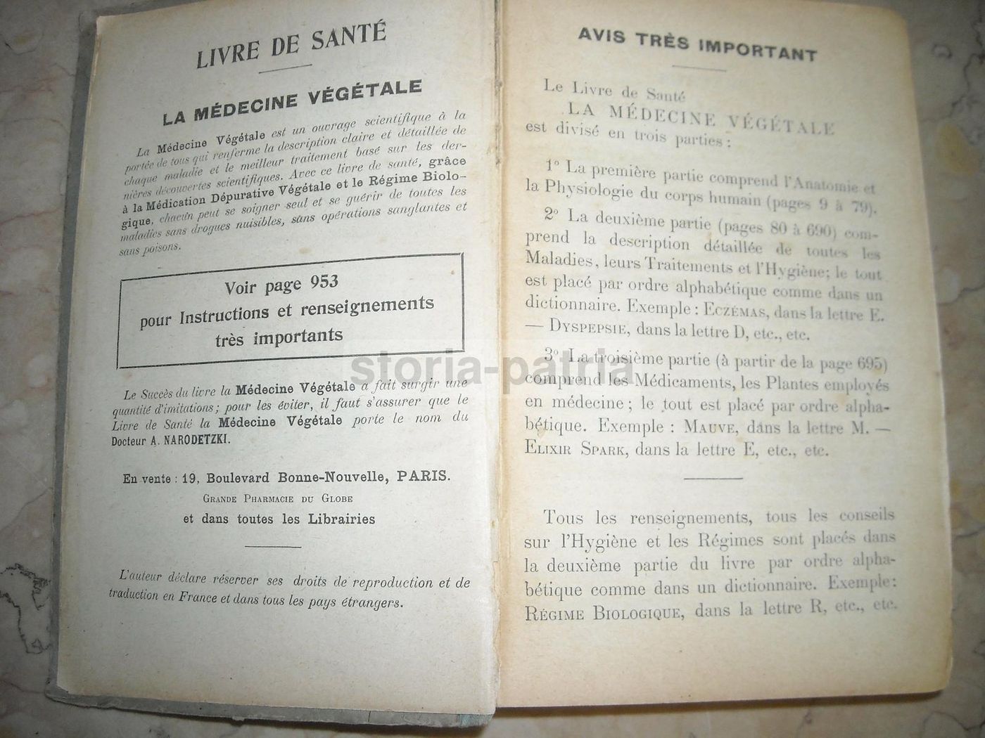 Livre De Santé Et d'Hygiène: Medicina Vegetale, Narodetzki 1917