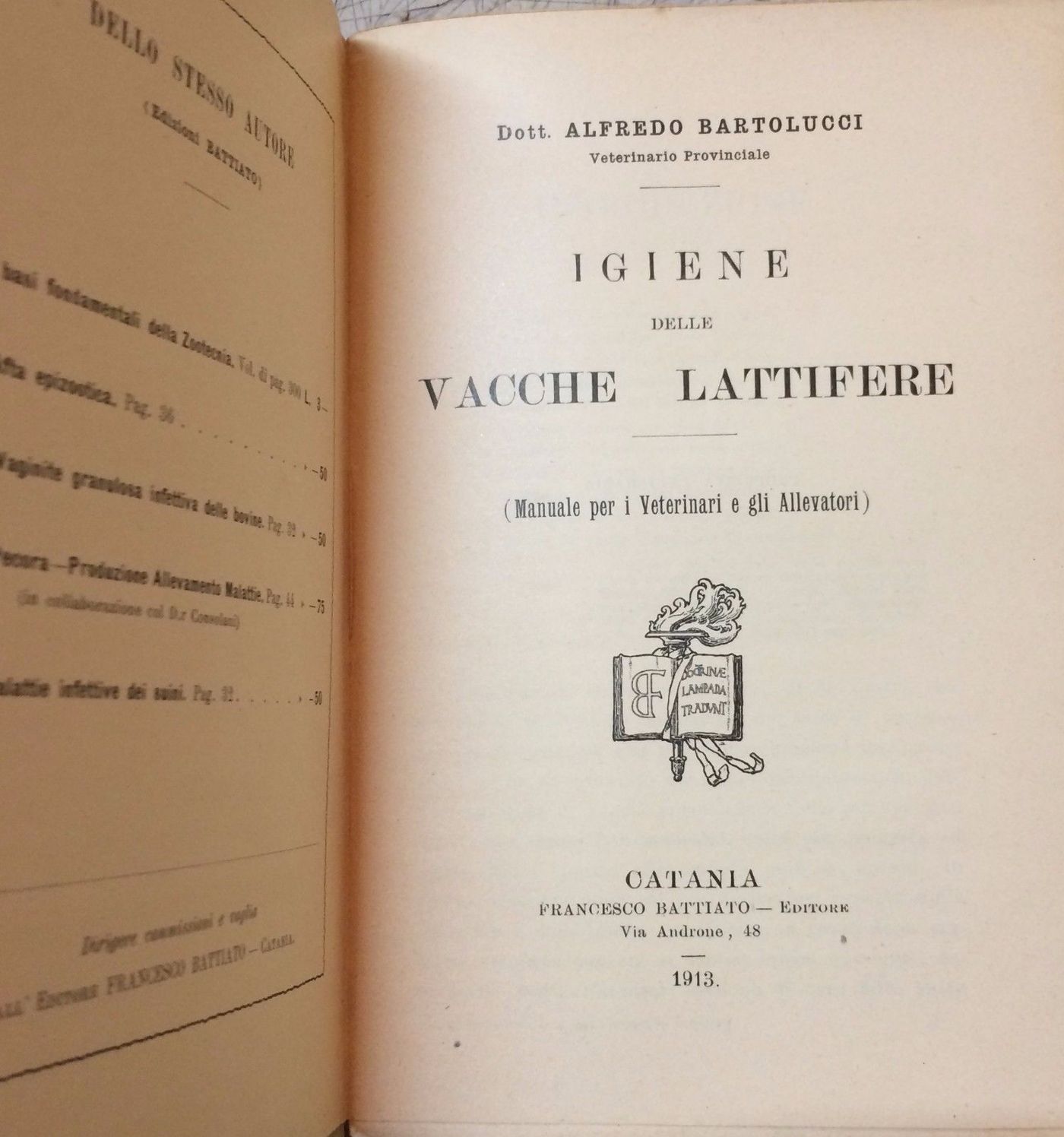 Igiene Delle Vacche Lattifere   Alfredo Bartolucci, 1913