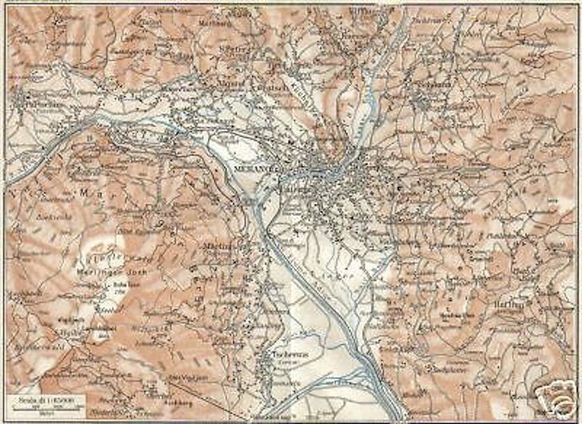 Mappa Antica Di Merano E Dintorni, Vallardi   TCI, Inizio '900