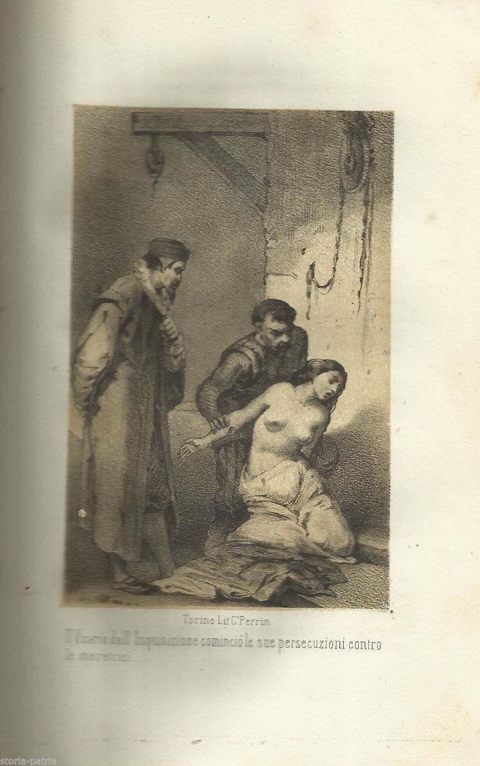 Litografia Il Vicario Dell'Inquisizione E La Persecuzione Delle Meretrici, Torino, 1857