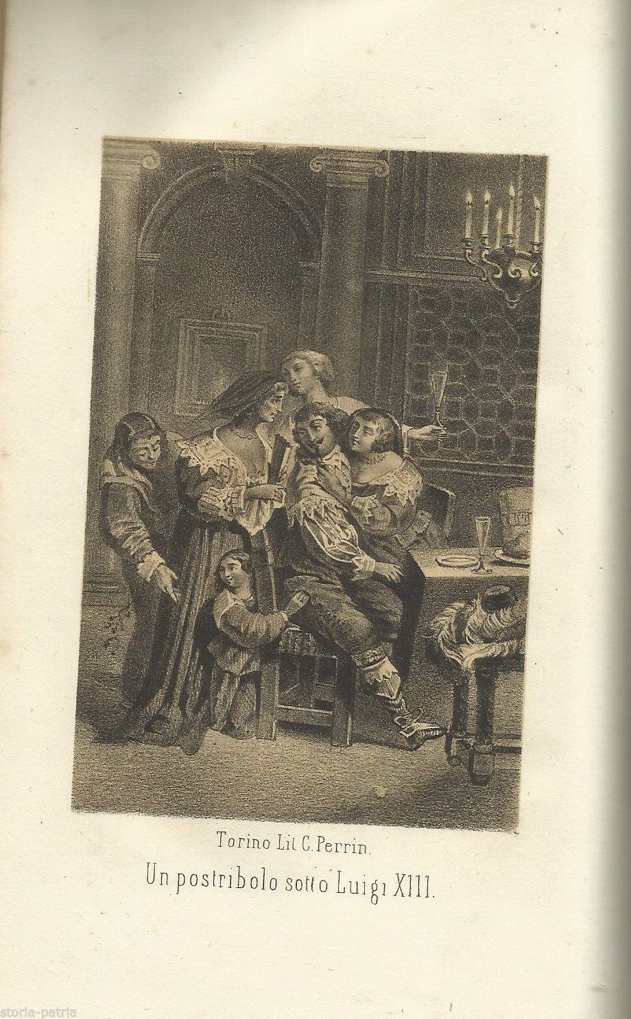 Un Postribolo Sotto Luigi XIII. Stampa Litografica Antica, Torino, 1850.
