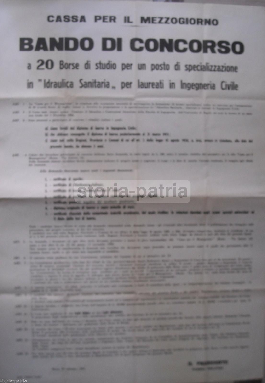 Manifesto Borse Di Studio Idraulica Sanitaria Ingegneria 1955