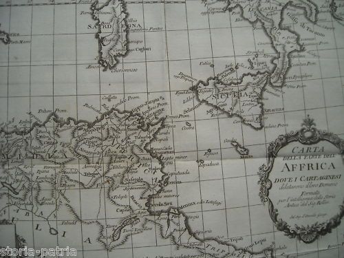 Mappa Antica Dell'Italia Meridionale, Sicilia, Sardegna E Africa, Fine '700