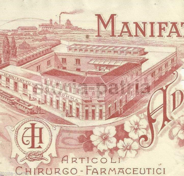 Carta Intestata Stabilimento Luraschi Milano 1920 Gomma Medicale