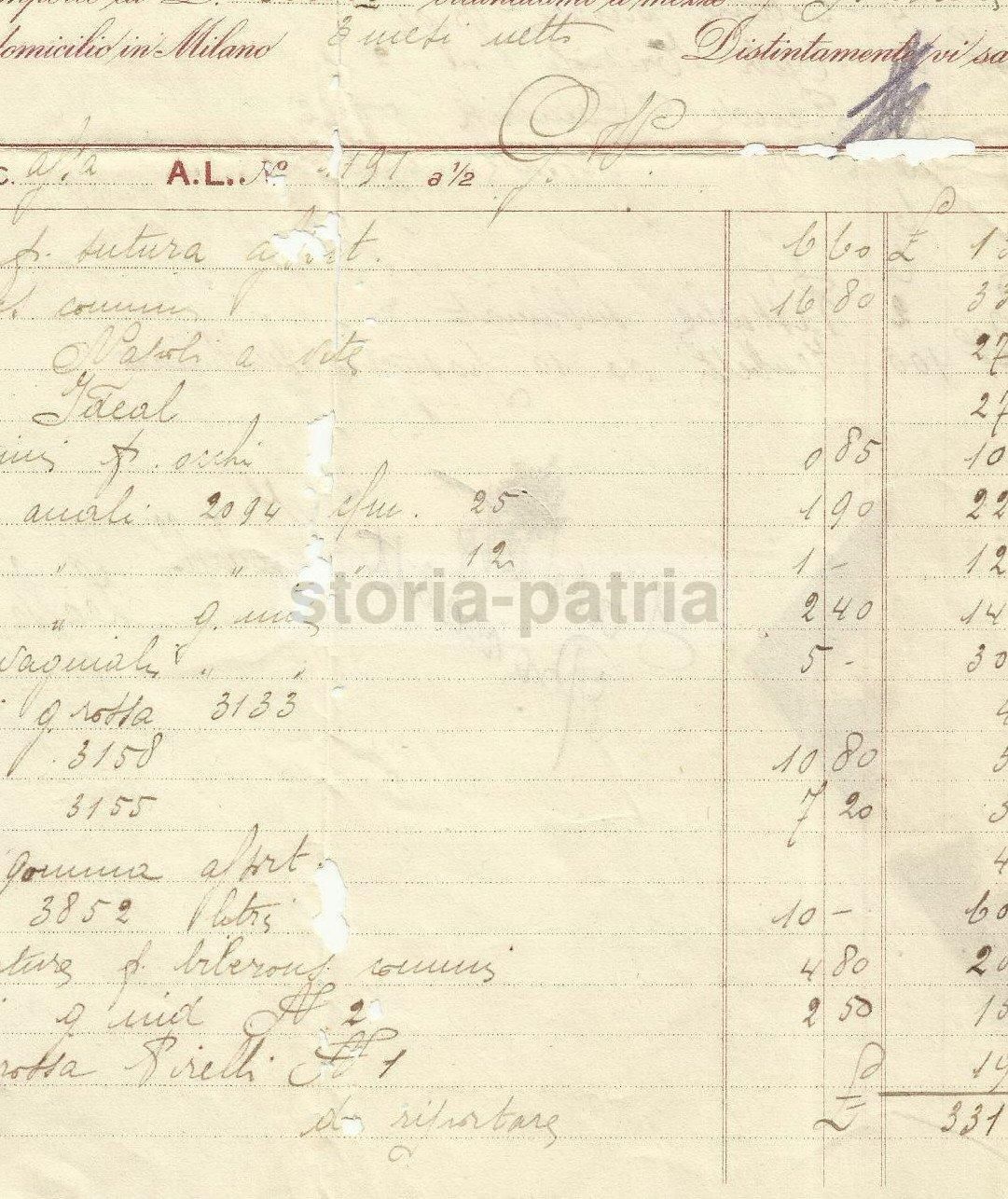 Carta Intestata Stabilimento Luraschi Milano 1920 Gomma Medicale