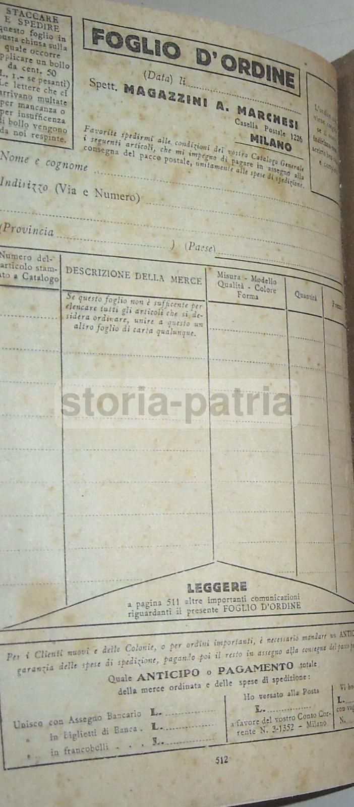 Catalogo Magazzini A. Marchesi Milano 1929 Pubblicitario Illustrato
