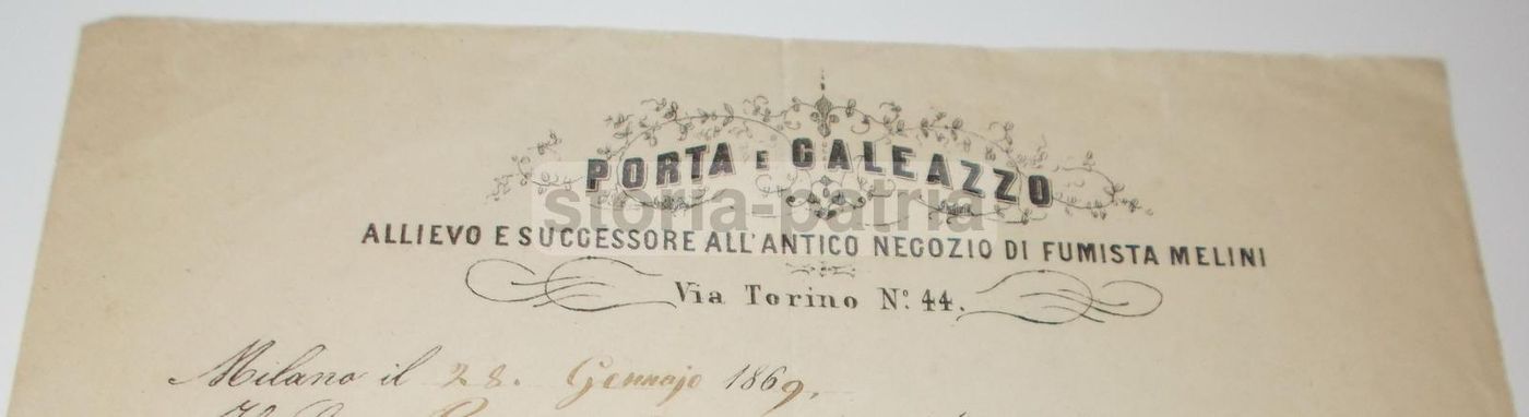 Ricevuta Artigiano Fumista Porta E Galeazzo, Milano 1869