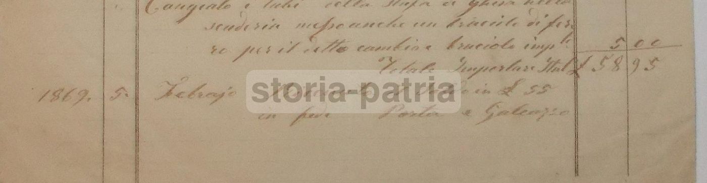 Ricevuta Artigiano Fumista Porta E Galeazzo, Milano 1869