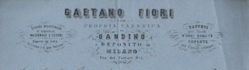 Carta Intestata Pubblicitaria Gaetano Fiori, Milano E Gandino, 1869