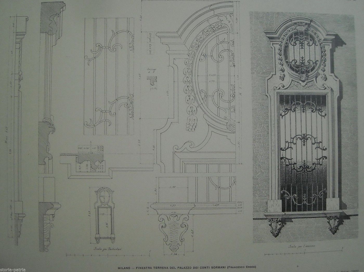 Finestra Palazzo Sormani Milano Francesco Croce Stampa Anni '20