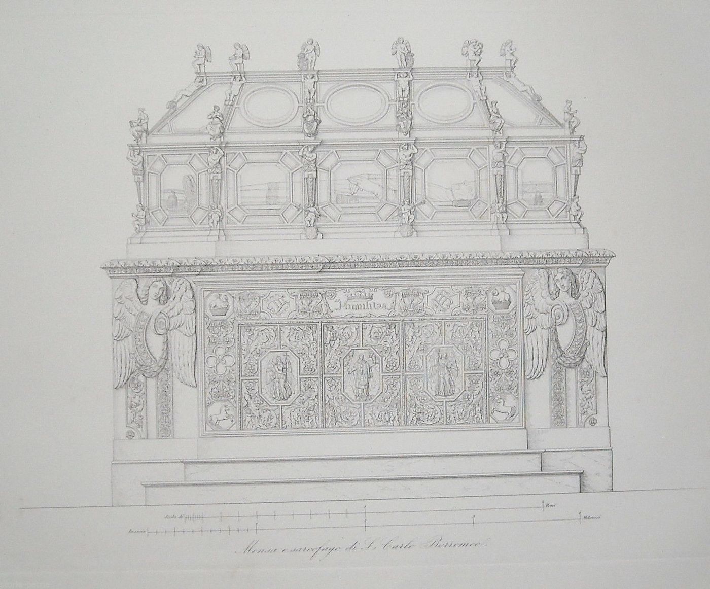 Incisione Antica Della Mensa E Del Sarcofago Di San Carlo Borromeo, Duomo Di Milano