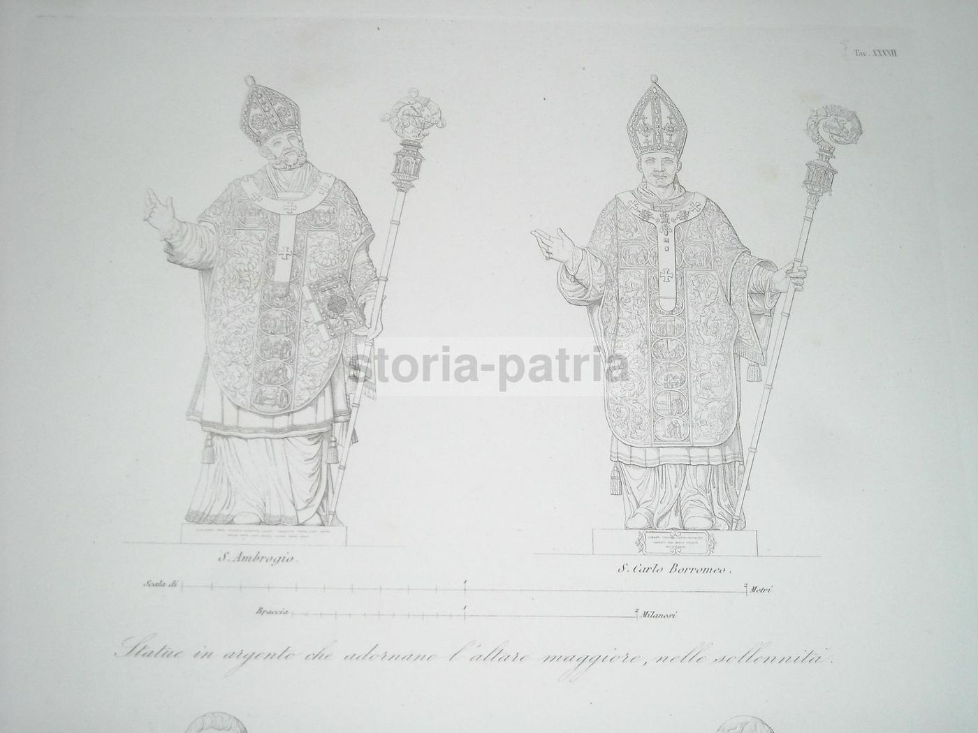 Incisione S. Ambrogio E S. Carlo Borromeo, Duomo Di Milano, XIX Secolo