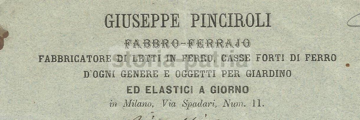 Carta Intestata Fabbro Pinciroli, Milano, 1869   Letti In Ferro
