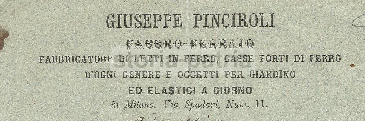 Carta Intestata Fabbro Pinciroli, Milano, 1869   Letti In Ferro