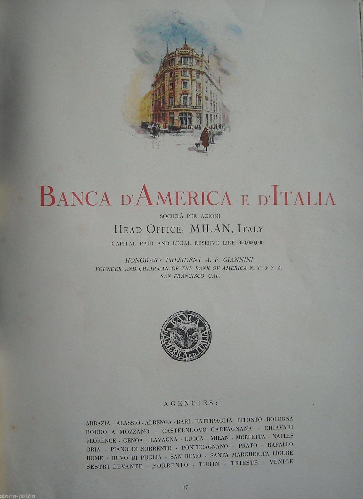 Banca d'America E D'Italia, Milano: Stampa Pubblicitaria D'Epoca (1947)