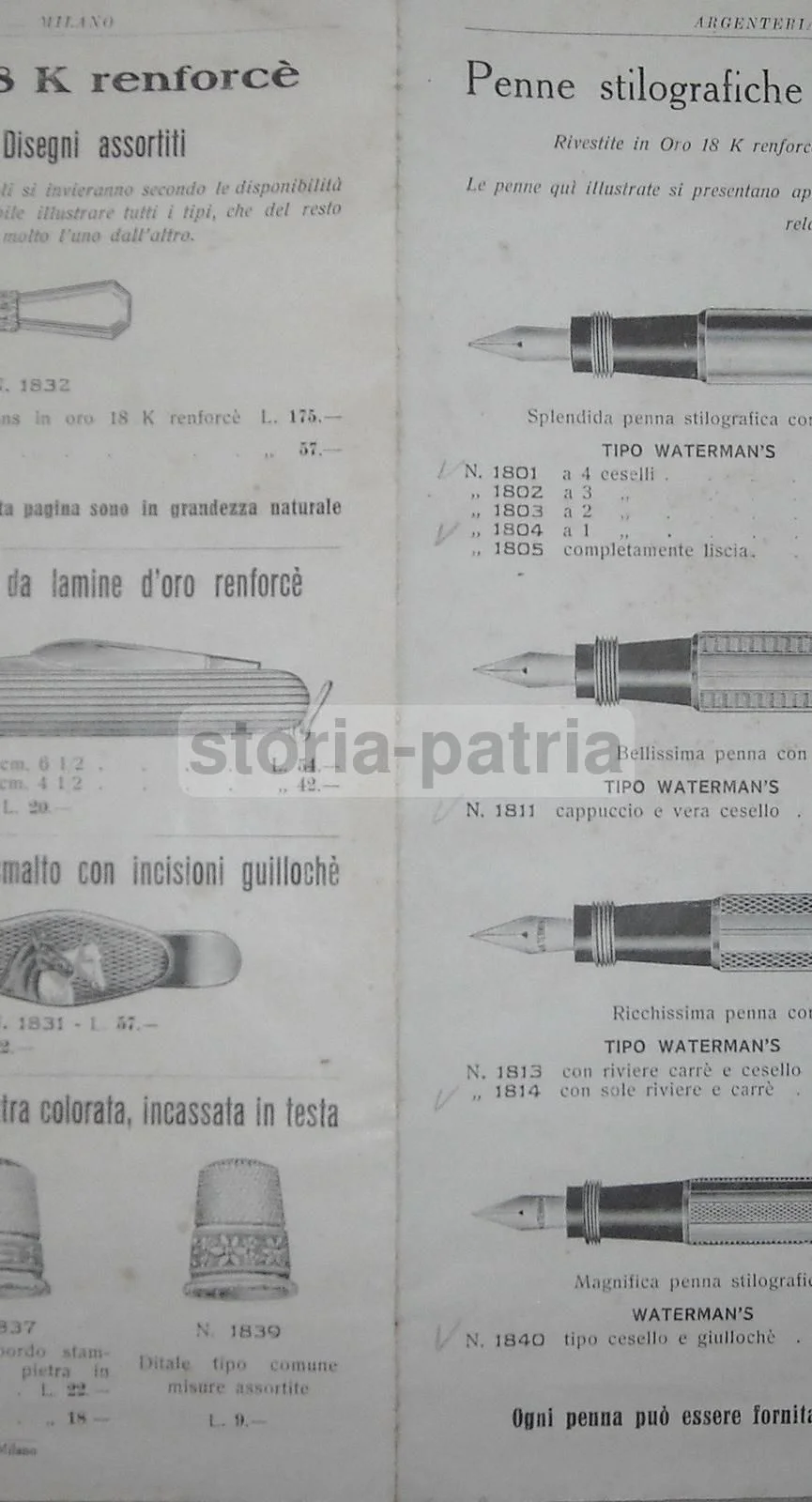 Boggiali Silverware Milan Catalogue: Waterman and Kaweco Pens, 1930s