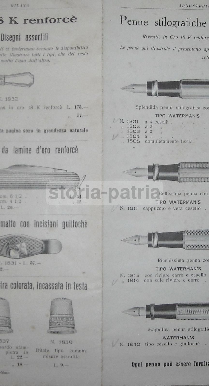 Catalogo Boggiali Argenteria Milano: Penne Waterman E Kaweco, Anni 30