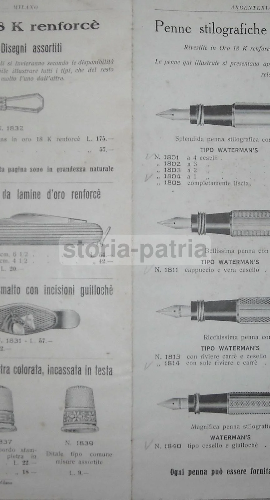 Boggiali Silverware Milan Catalogue: Waterman and Kaweco Pens, 1930s