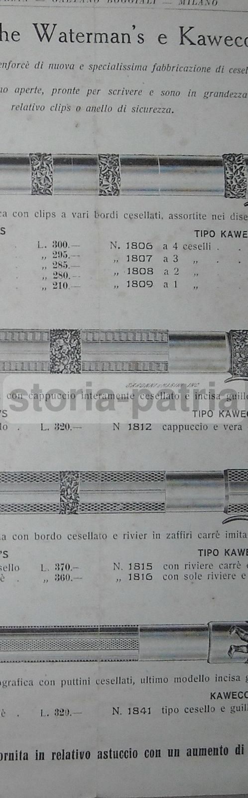 Catalogo Boggiali Argenteria Milano: Penne Waterman E Kaweco, Anni 30