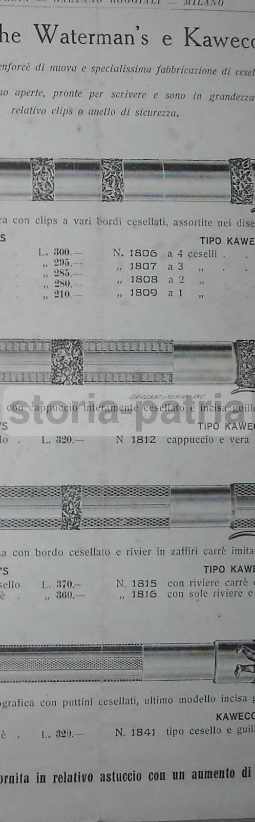 Boggiali Silverware Milan Catalogue: Waterman and Kaweco Pens, 1930s
