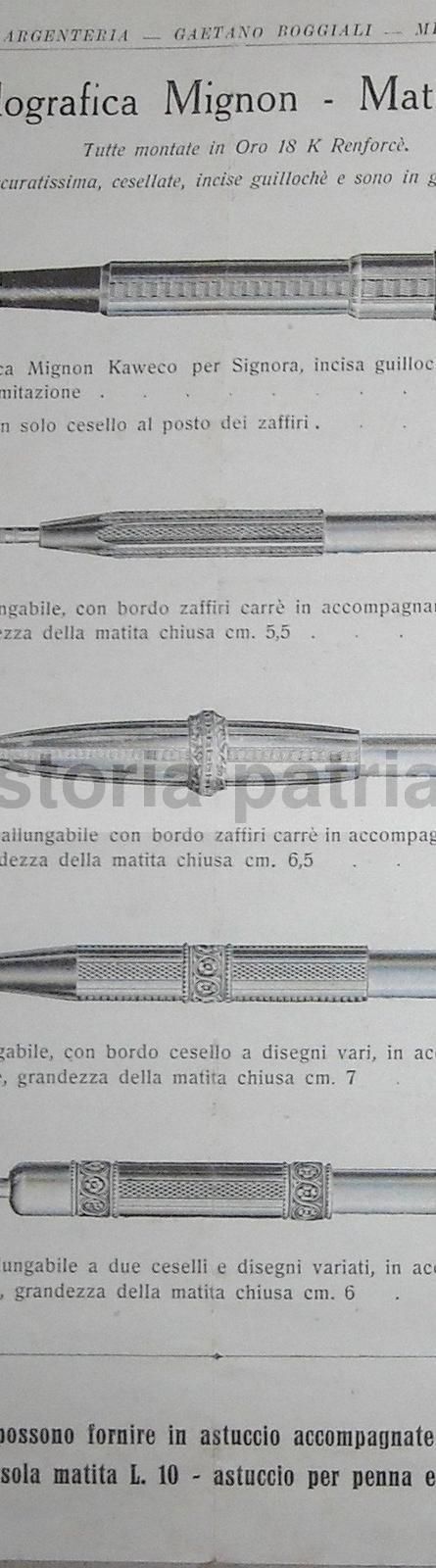 Catalogo Boggiali Argenteria Milano: Penne Waterman E Kaweco, Anni 30