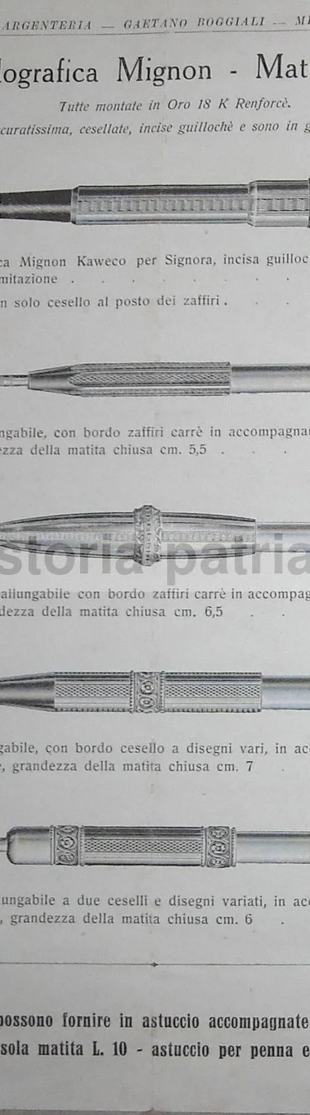 Boggiali Silverware Milan Catalogue: Waterman and Kaweco Pens, 1930s