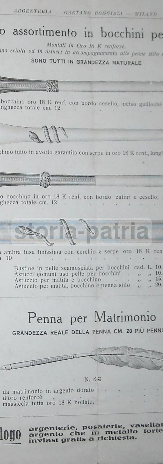 Boggiali Silverware Milan Catalogue: Waterman and Kaweco Pens, 1930s