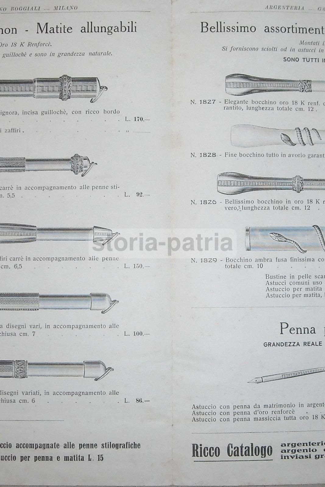 Catalogo Boggiali Argenteria Milano: Penne Waterman E Kaweco, Anni 30