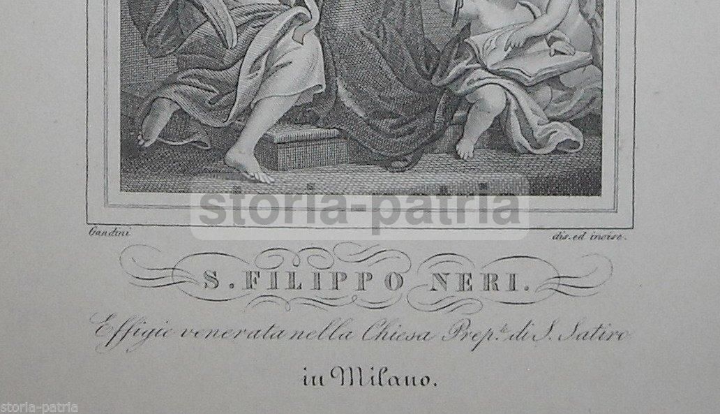 Antica Stampa Devozionale San Filippo Neri, Chiesa Di San Satiro, Milano