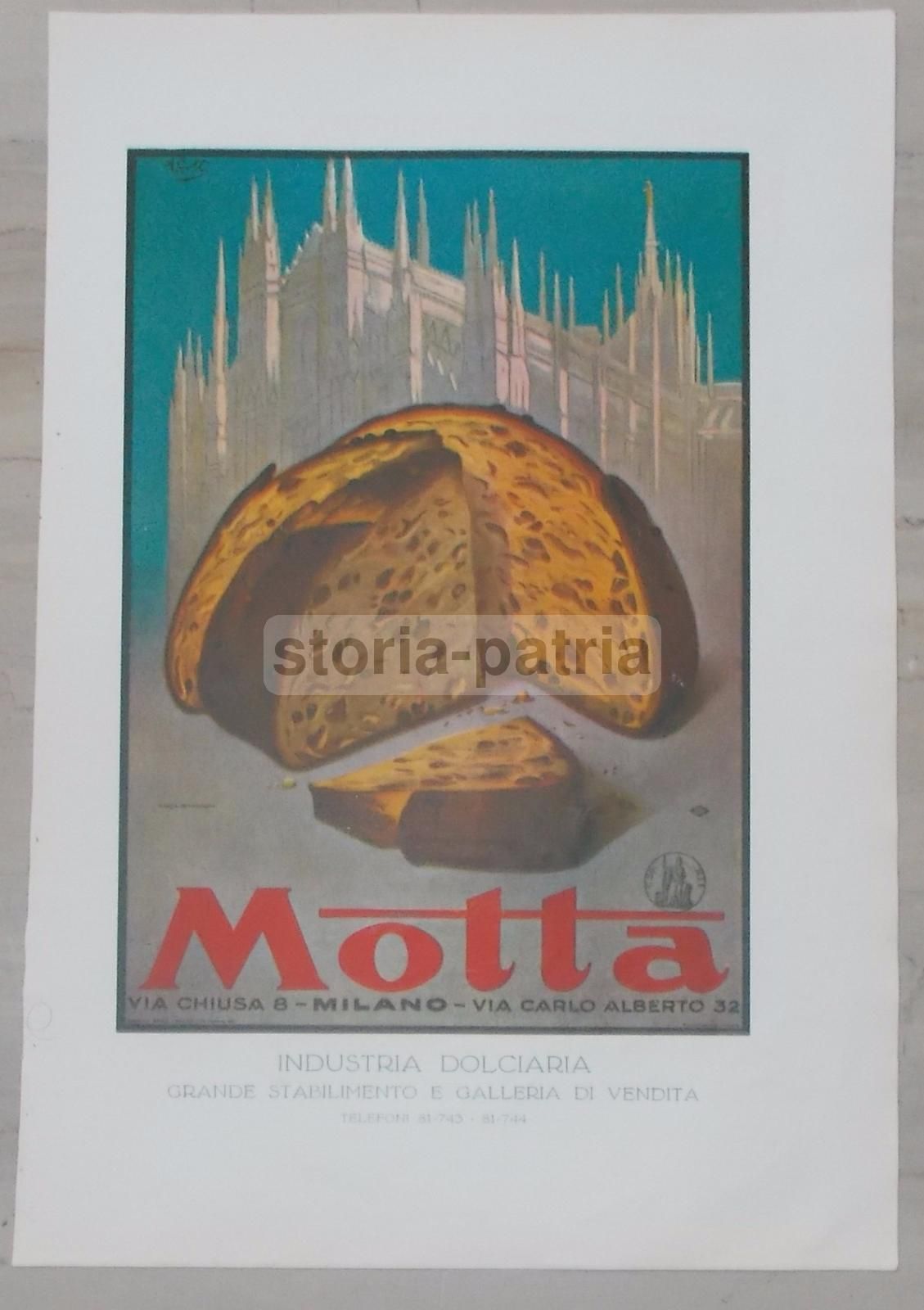 Pubblicità Motta Panettone Duomo Milano Anni '20 Stampa Vintage