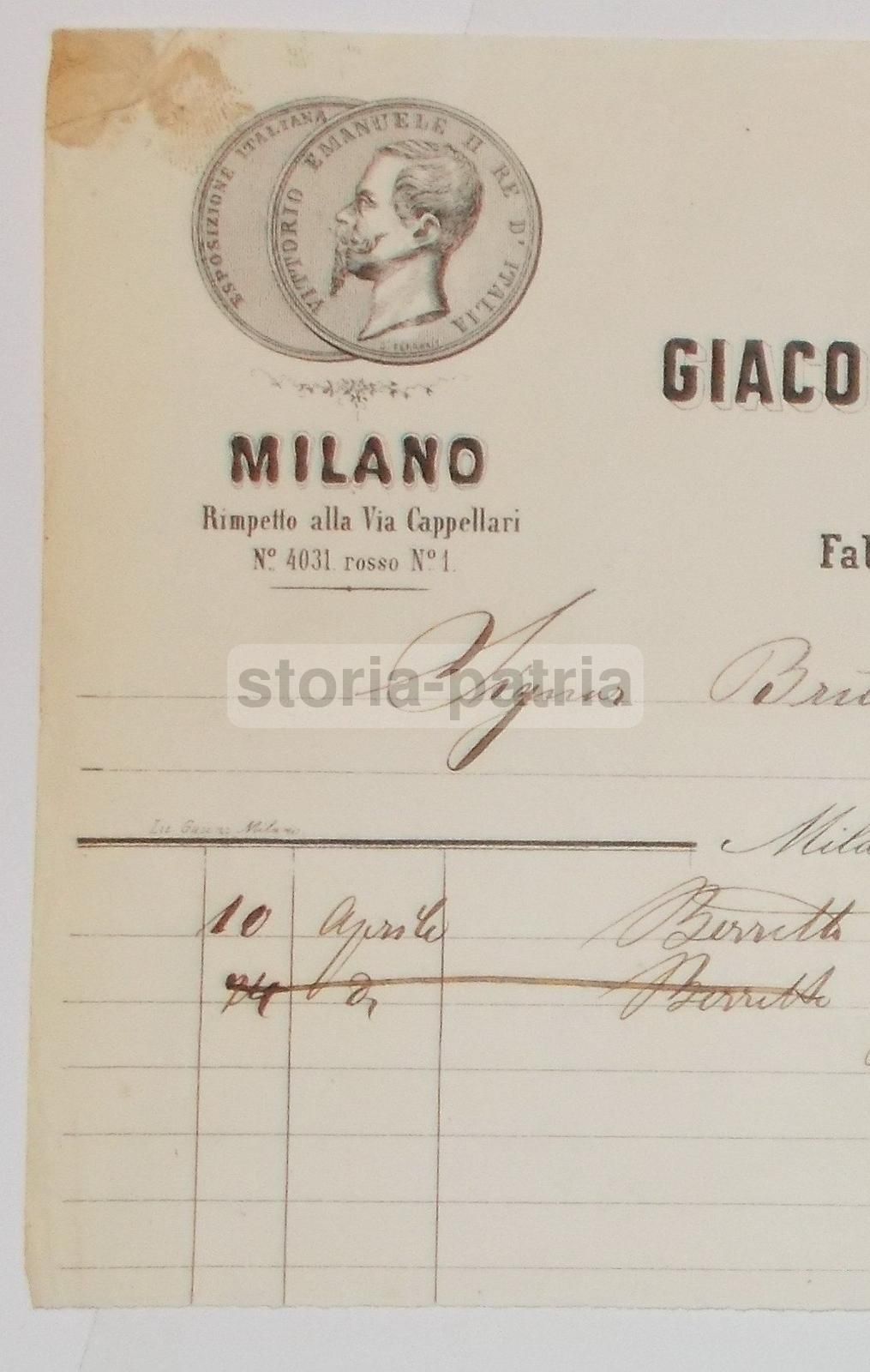 Carta Intestata Cesati Forniture Militari Milano Firenze 1865