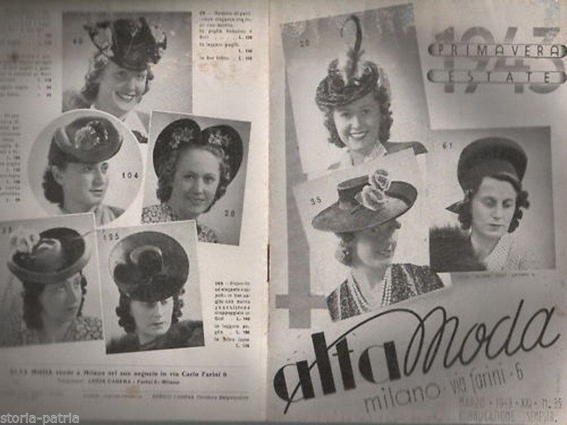 Catalogo Cappelli Lucia Carena Milano 1943 Alta Moda Donna Vintage