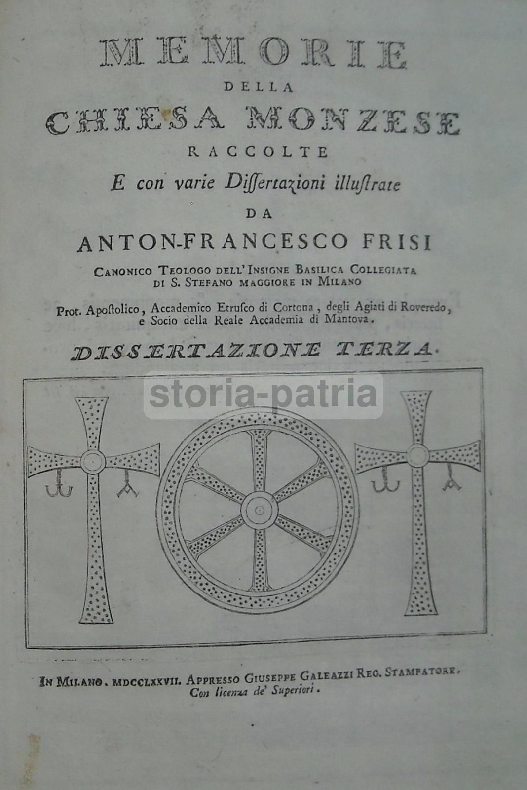 Memorie Della Chiesa Monzese, Antonio Francesco Frisi, 1774 1777