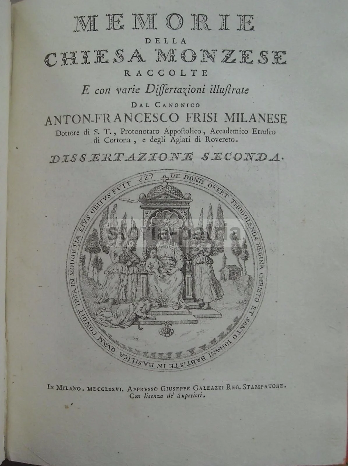 Memorie della Chiesa Monzese, Antonio Francesco Frisi, 1774 1777