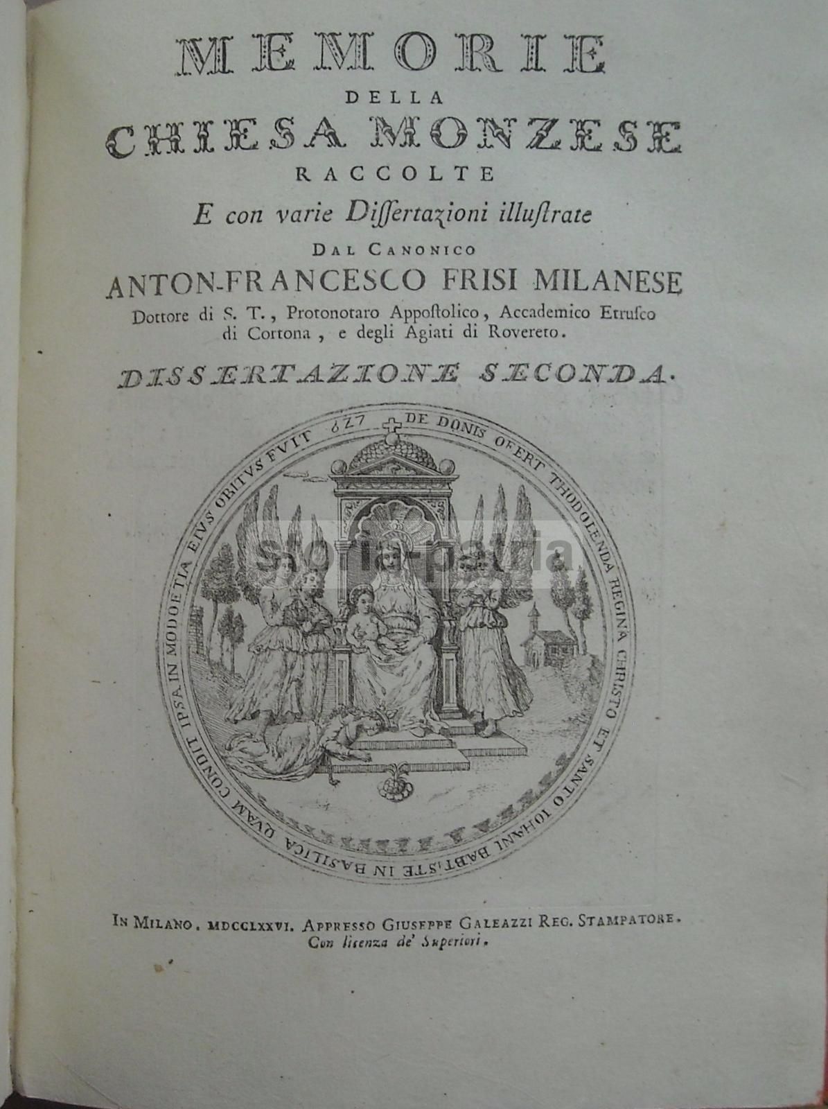Memorie Della Chiesa Monzese, Antonio Francesco Frisi, 1774 1777