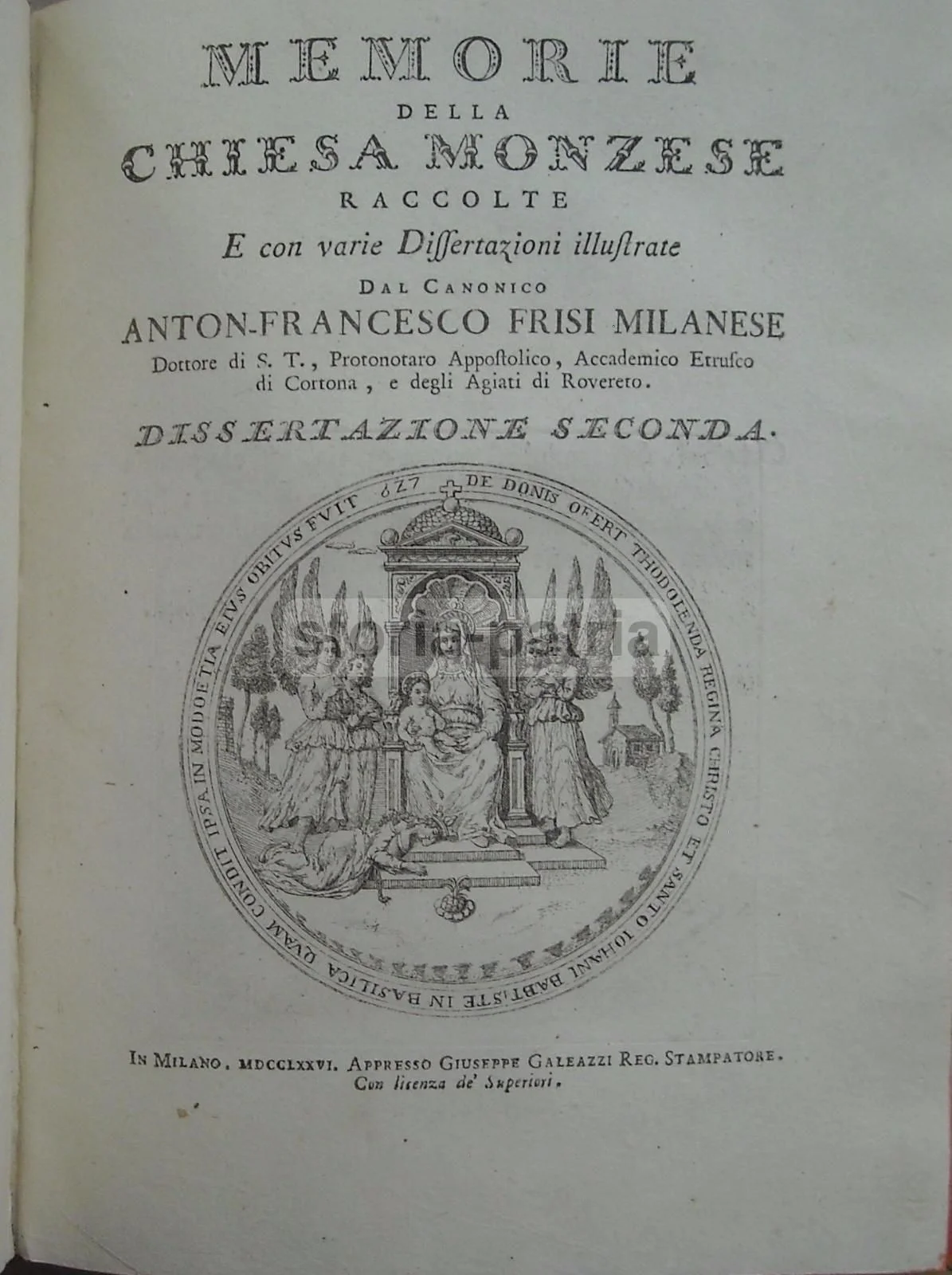 Memorie della Chiesa Monzese, Antonio Francesco Frisi, 1774 1777