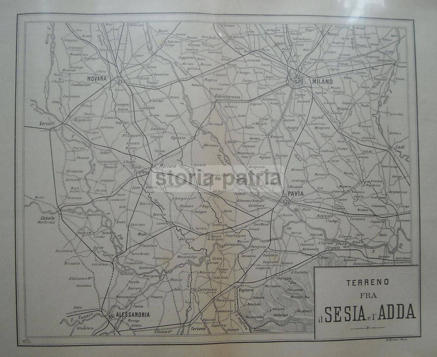 Mappa Storica Milano, Pavia, Lodi, Novara Tra Sesia E Adda, Primo '900