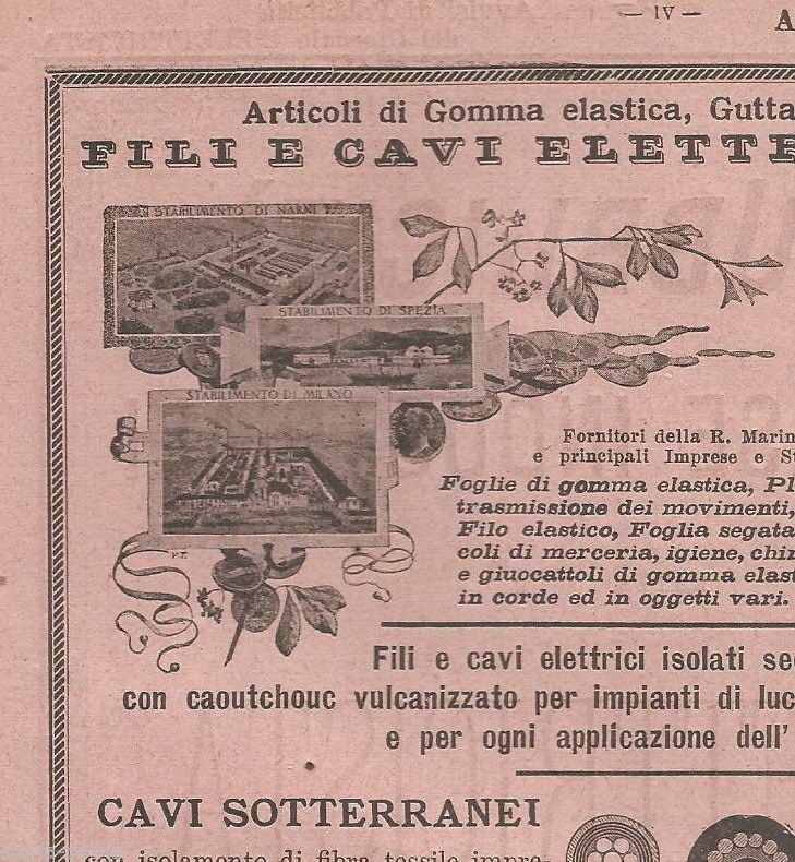 Pubblicità Pirelli E Tecnomasio Milano, Primo '900
