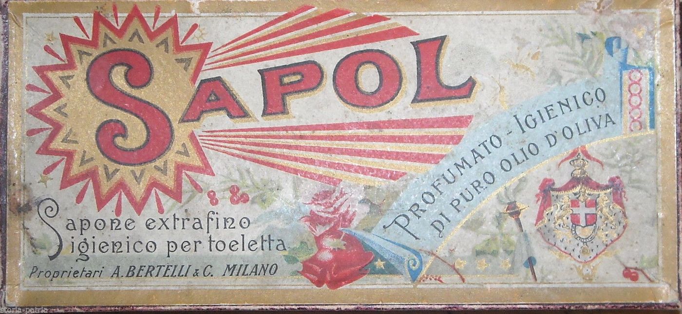 Scatola Sapone Sapol, Profumeria Bertelli Milano, Primo '900