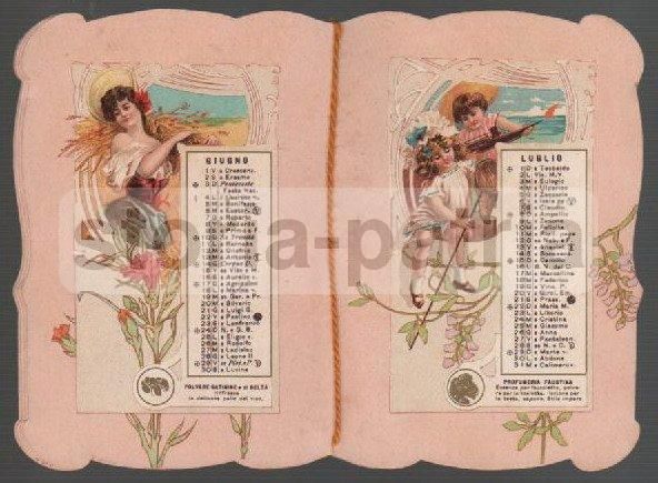 Calendarietto Pubblicitario Profumeria Satinine Milano 1906 Liberty