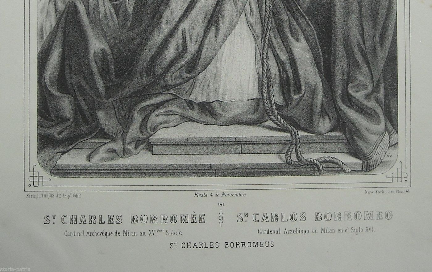 Litografia San Carlo Borromeo, Turgis Parigi New York, Ottocento