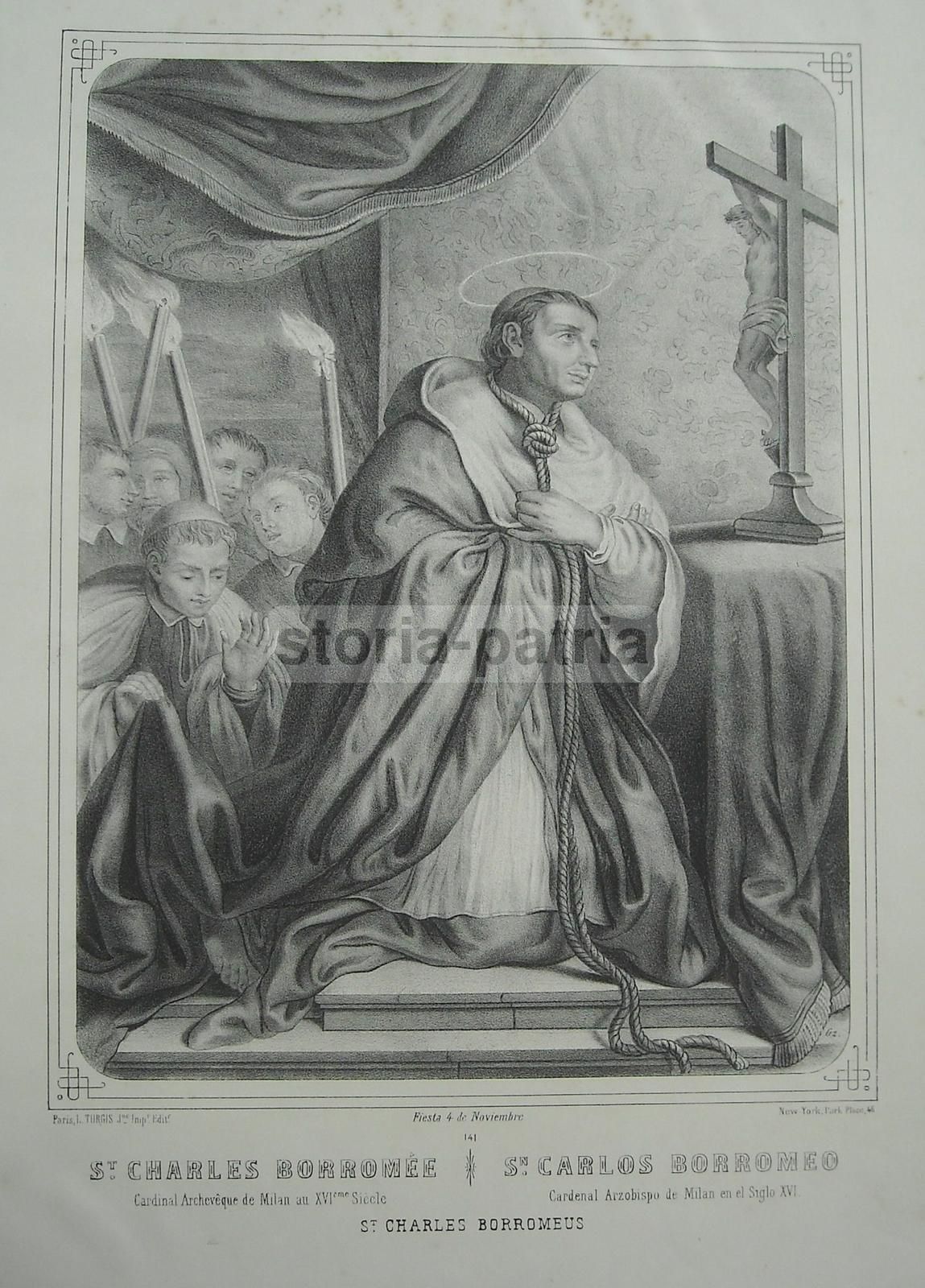Litografia San Carlo Borromeo, Turgis Parigi New York, Ottocento