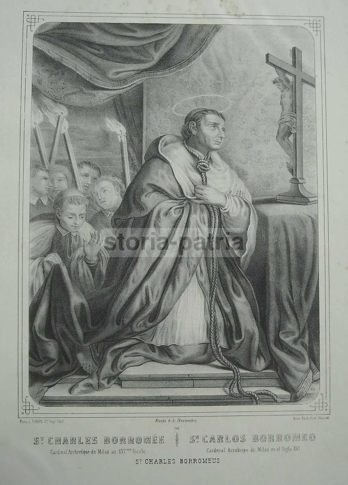 Litografia San Carlo Borromeo, Turgis Parigi New York, Ottocento