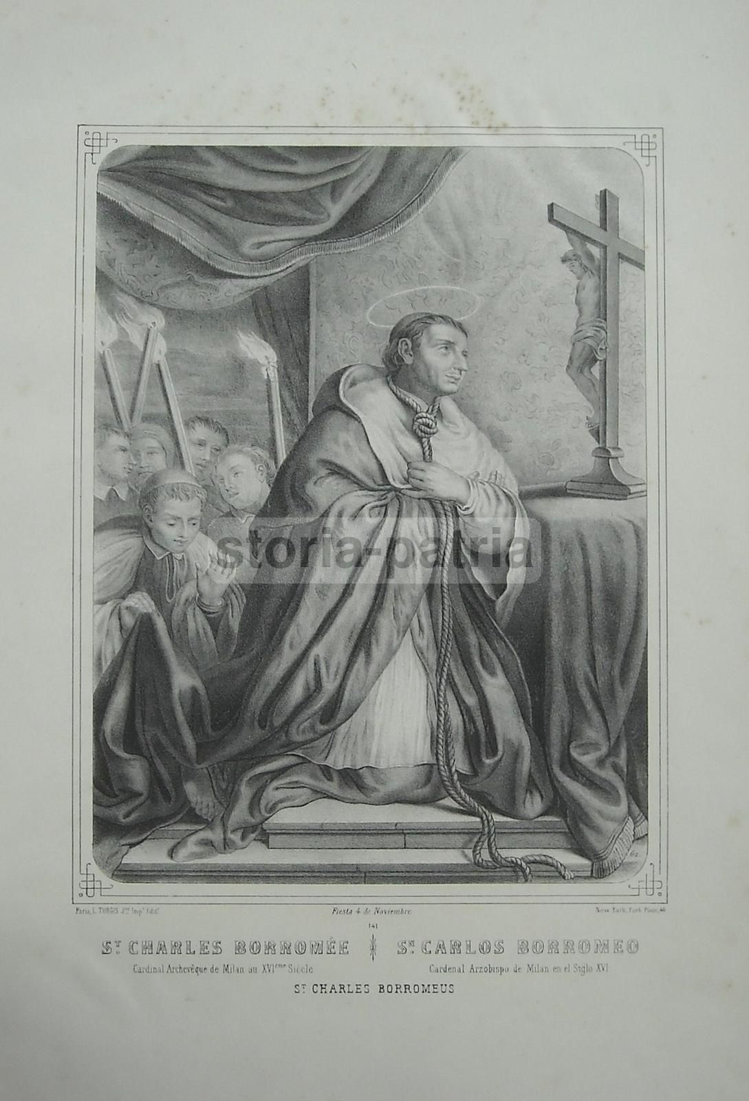 Litografia San Carlo Borromeo, Turgis Parigi New York, Ottocento