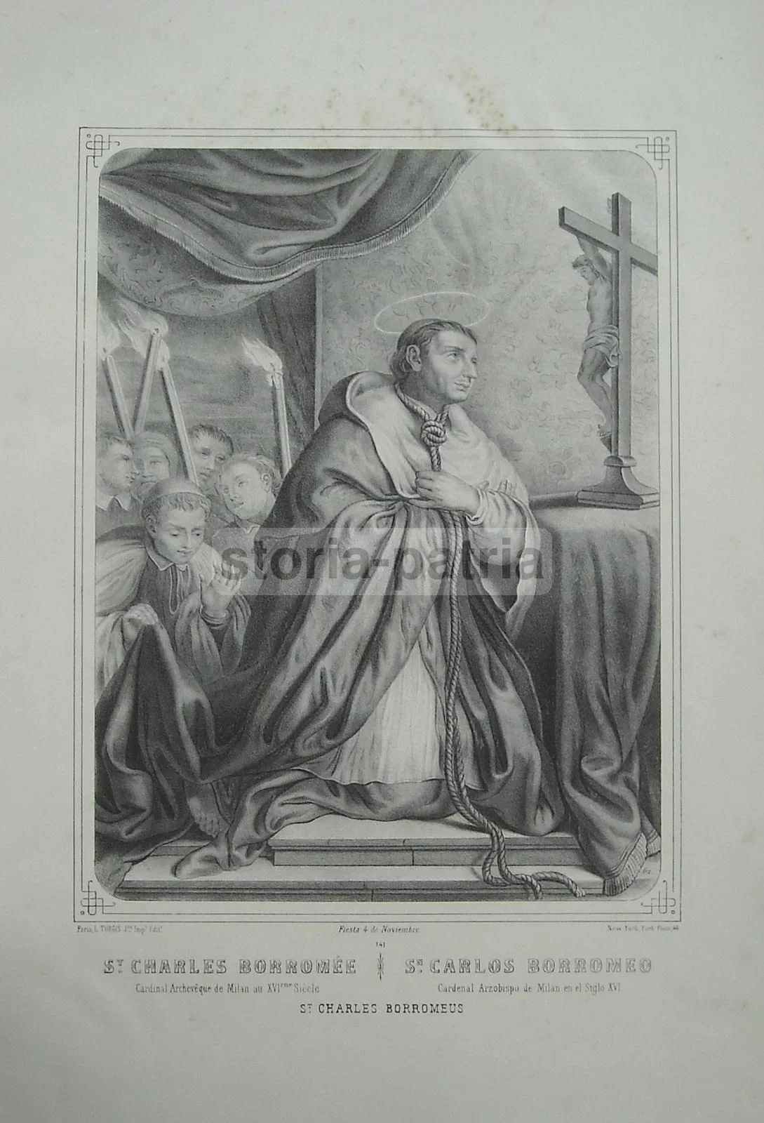 Litografia San Carlo Borromeo, Turgis Parigi New York, Ottocento