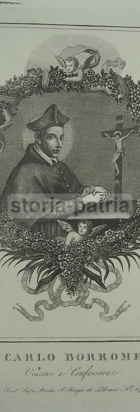 Incisione Antica Di San Carlo Borromeo, d'Angelo, Scafa, Napoli