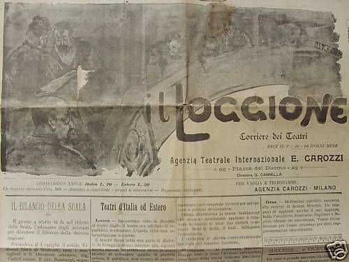 Il Loggione 1899, Corriere Dei Teatri Milano, Agenzia Carozzi