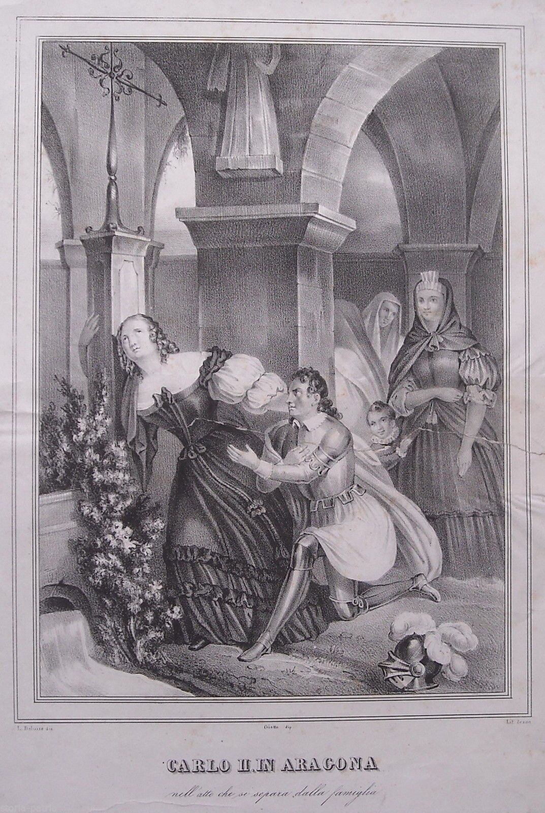 Carlo II In Aragona, Litografia Di Antonio Zezon Da Giotto, Metà XIX Secolo